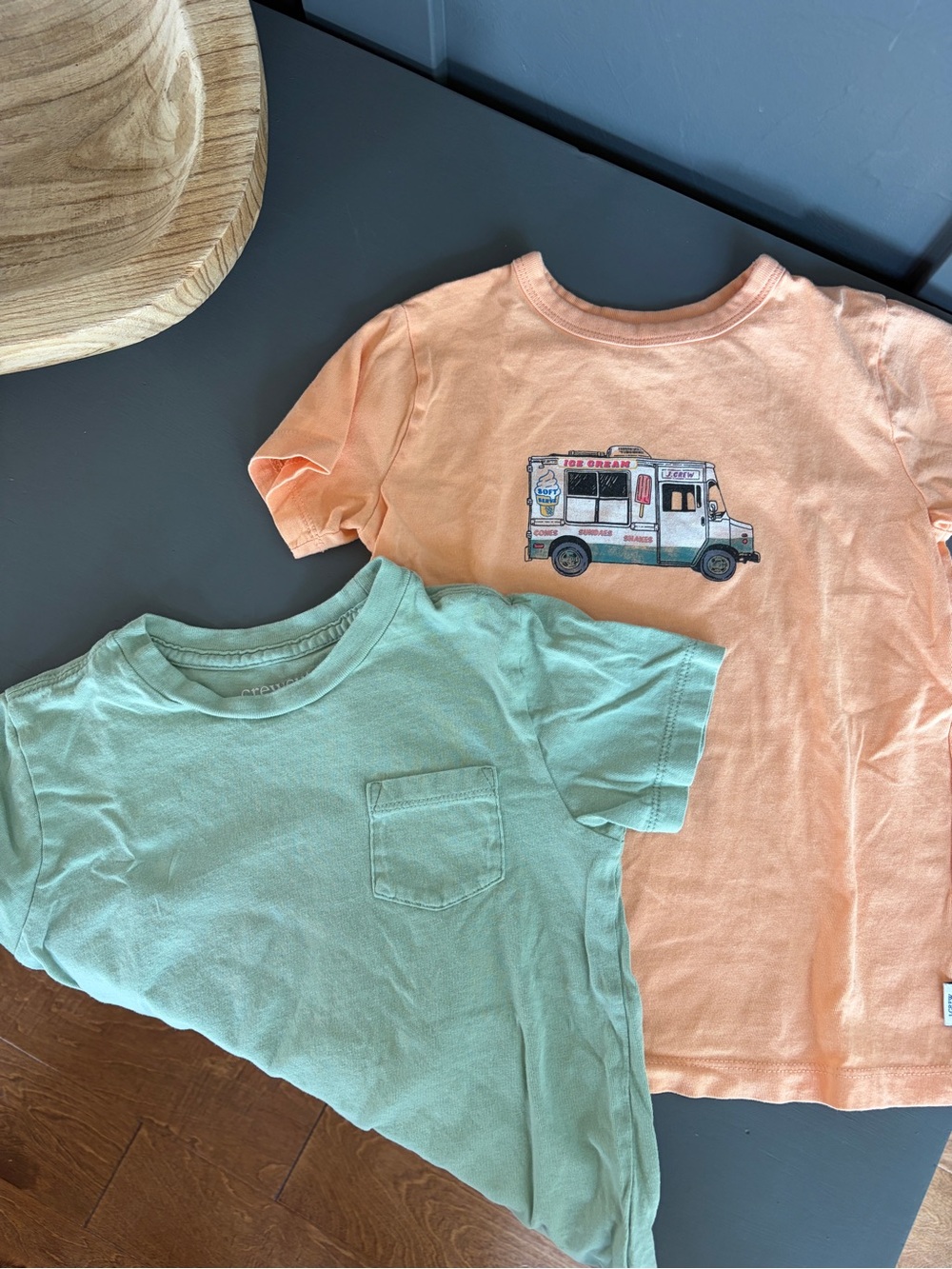 J. Crew Kids Peach Ice Cream Truck Tee with Mint Pocket Tee